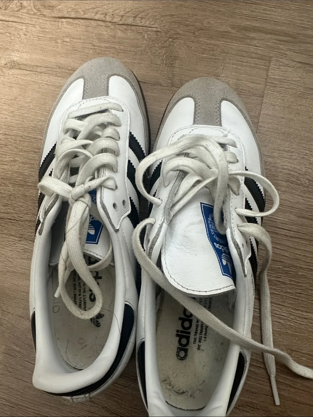 adidas White / Black Low-Top Sneakers with Gray Suede Toe